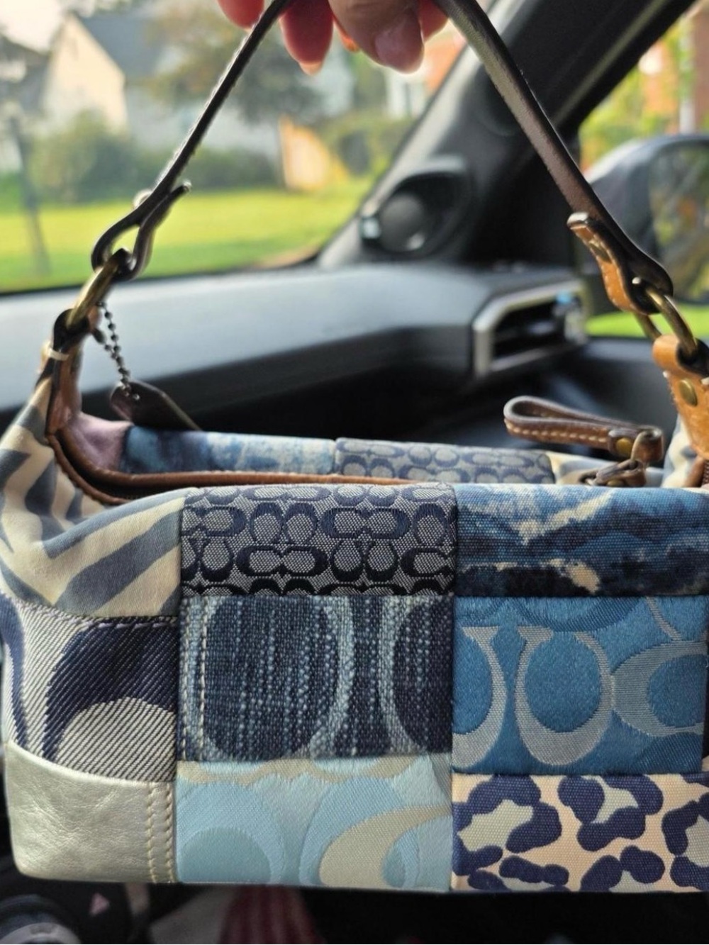 Coach Blue Patchwork Signature Mini Shoulder Bag